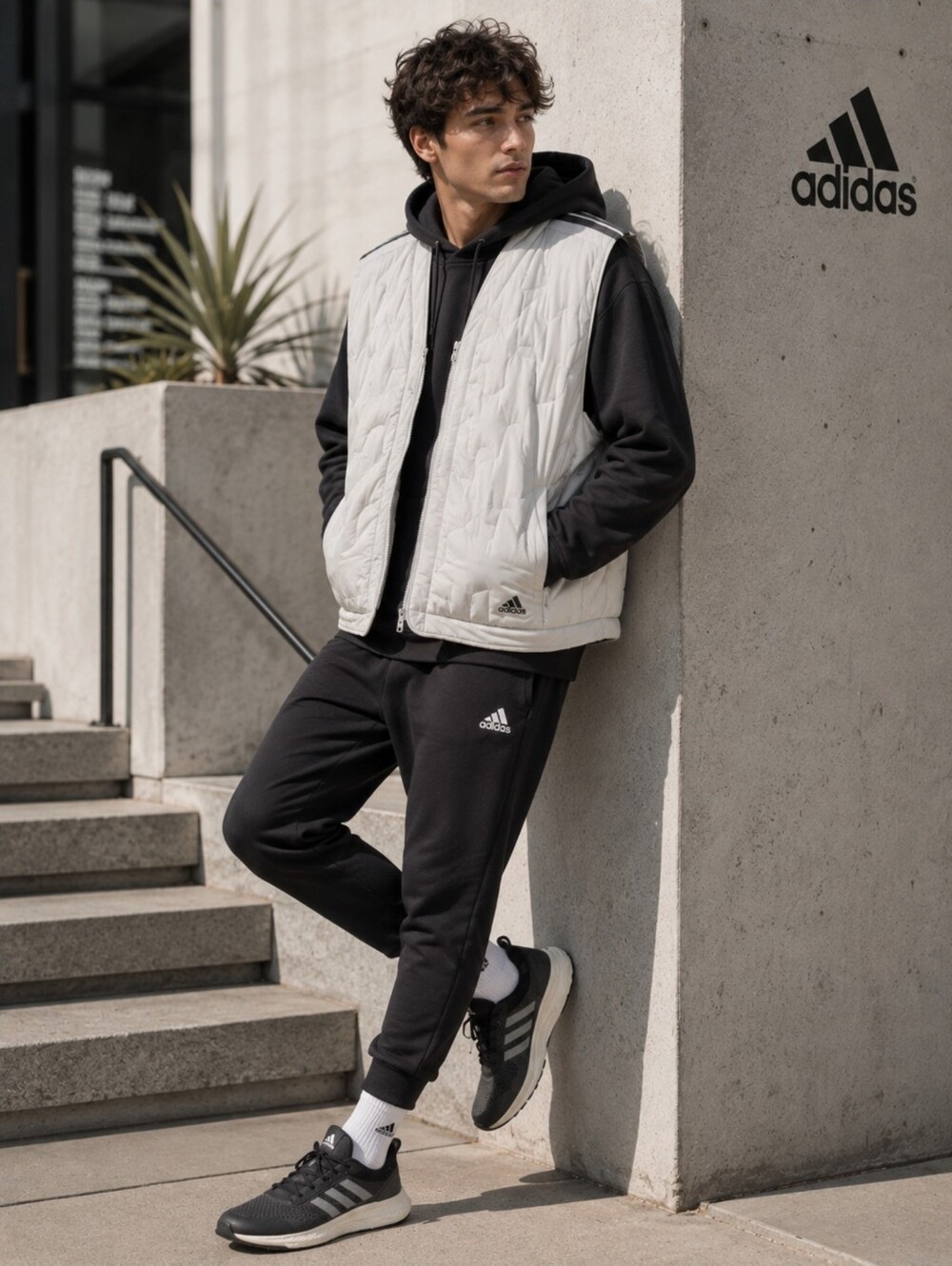 Adidas New Nuganic Light Insulation Jacket Vest Gray Black Oversized‎ SMALL